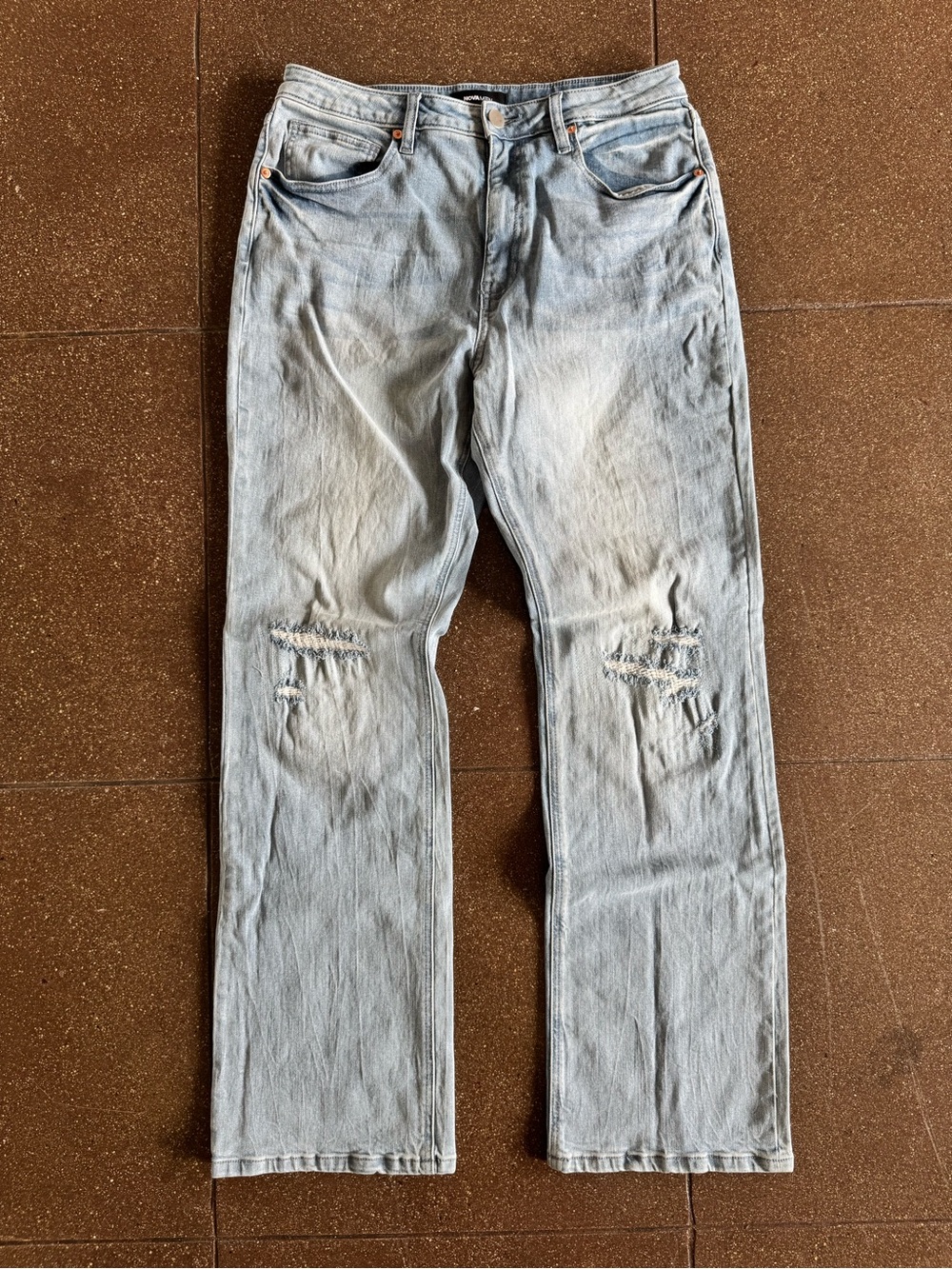 Fashion Nova Light Wash Straight Leg Distressed Jeans